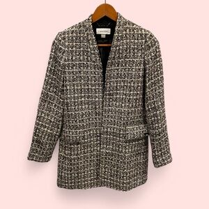 Calvin Klein tweed open front blazer with pockets lined quiet luxury old money